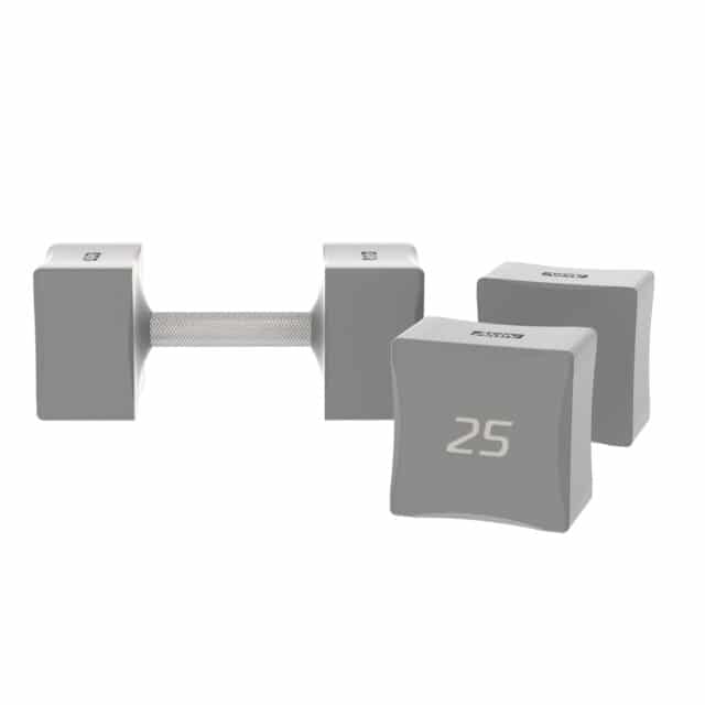 grey square dumbbell set for gym or home workouts