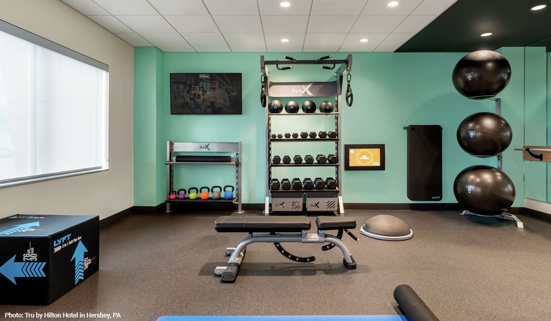 tru by hilton hotel fitness center hotel gym design by aktiv solutions gym rax